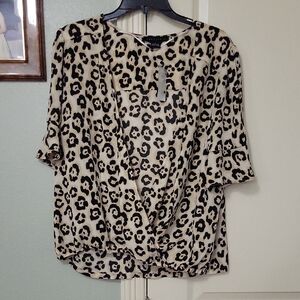 Sanctuary Beige and Black Animal Print Blouse